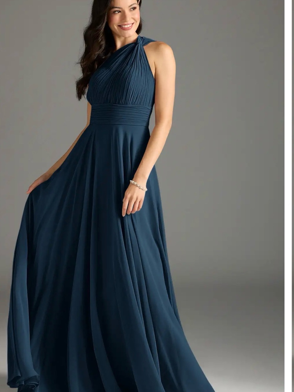 Azazie Navy Chiffon Evening Dress 14 Mother of the Bride